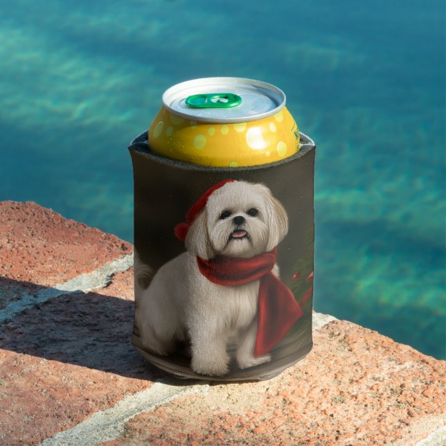 Porta-lata Cão Lhasa Apso na Neve Natal (Piscina in situ)
