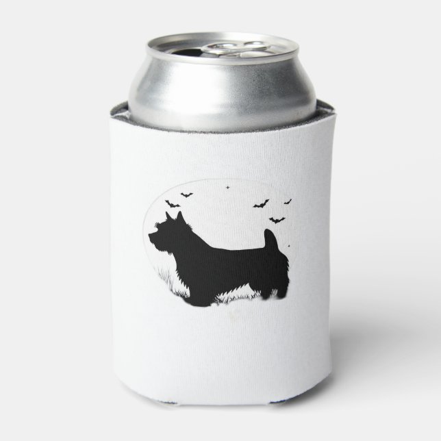 Porta-lata Cão Norfolk Terrier � Silhueta da Lua de Halloween (Can Front)