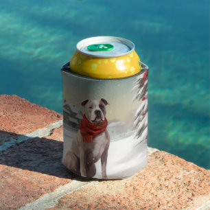 Porta-lata Cão Staffordshire Americano na Neve Natal