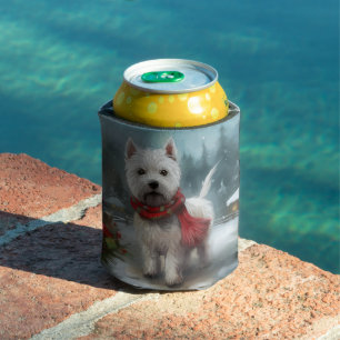 Porta-lata Cão Terrier Branco do West Highland na Neve Natal