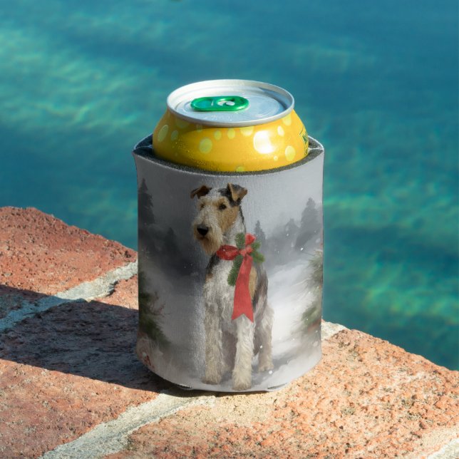 Porta-lata Cão Wirefox Terrier na Neve Natal (Piscina in situ)