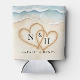 Porta-lata Capa de Casamento de Praia Fresca com Corações de