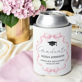 Porta-lata Capa de Gradução da Turma de 2026 com Laço Rosa Gr