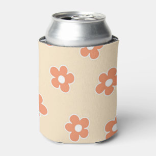 Porta-lata Capa Floral Retroral Peach Orange para Primavera