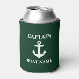 Porta-lata Capitão Náutico Nome do Barco Anchor Verde