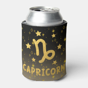 Porta-lata Capricórnio Zodíaco Preto e Dourado Alcatrão