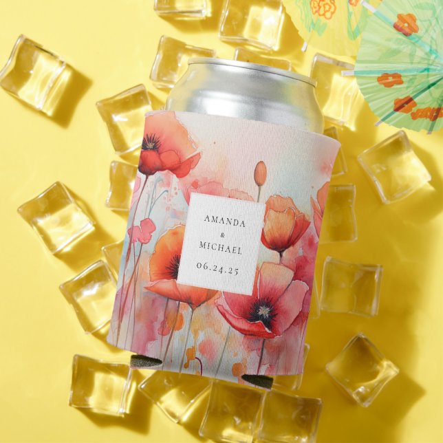 Porta-lata Cápsulas de Aquarela Vermelha em um Campo (Verão in situ)