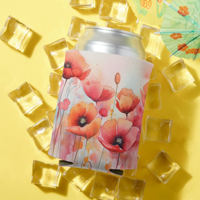 Porta-lata Cápsulas de Aquarela Vermelha em um Campo (Verão in situ)