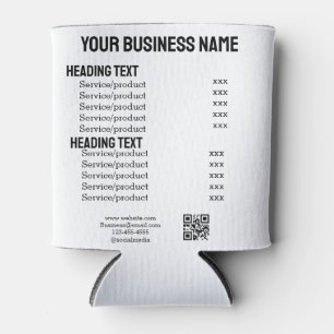 Porta-lata cardápio de lista de preços de produtos de serviço