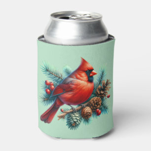Porta-lata Cardeal em Pine Branch com Berries de inverno