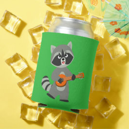 Porta-lata Caricatura Bonita Raccoon Jogando Banjo Pode Resfr
