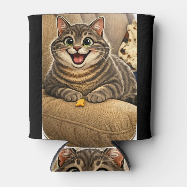Porta-lata Caricatura de gato (Frente)