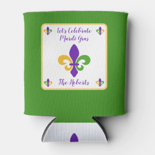 Porta-lata Carnaval Nome Verde Dourado Roxo Fleur de Lis
