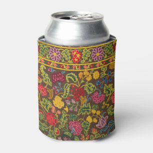Porta-lata Carpete bordado floral, cores vivas