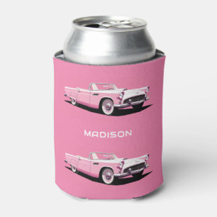 Porta-lata Carro Clássico Rosa de Nome Personalizado