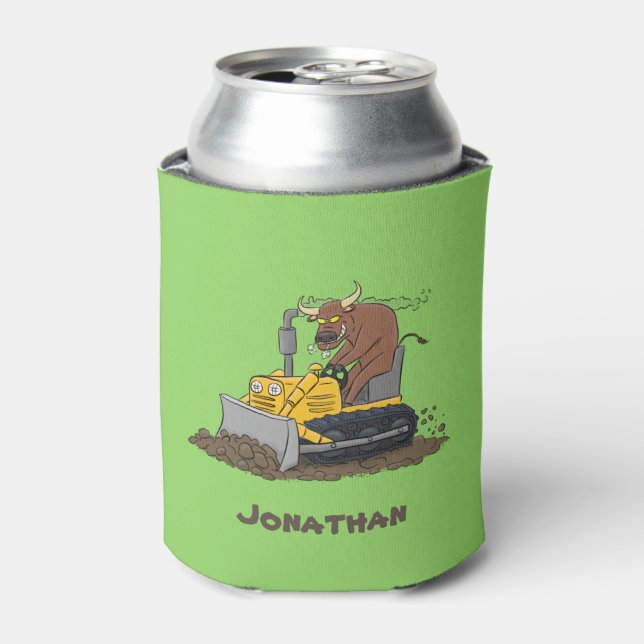 Porta-lata Cartoon buldozer engraçado (Can Front)