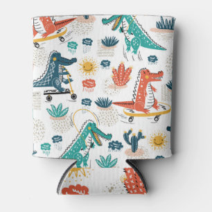 Porta-lata Cartoon Crocodile: Vintage Animal Wallpaper
