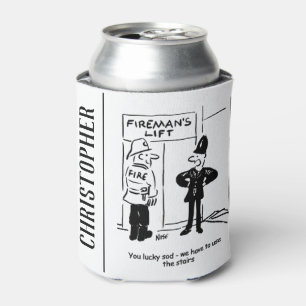 Porta-lata Cartoon Engraçado Firefighter and Policeman