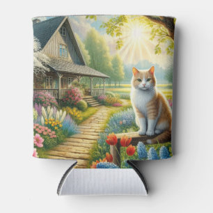 Porta-lata Casa de primavera/jardim & gato