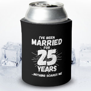 Porta-lata Casais Casados 25 Anos - 25 Engraçado Aniversári