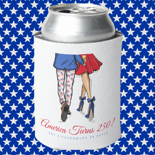 Porta-lata Casal Patriótico América 250 Vermelho Branco Azul