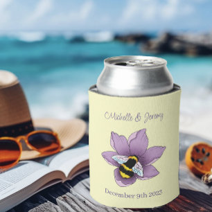Porta-lata Casamento Amarelo de Flor de Lavanda de Bumblebee