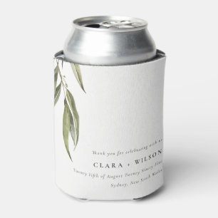 Porta-lata Casamento Botânico Simples Eucalyptus Watercolor