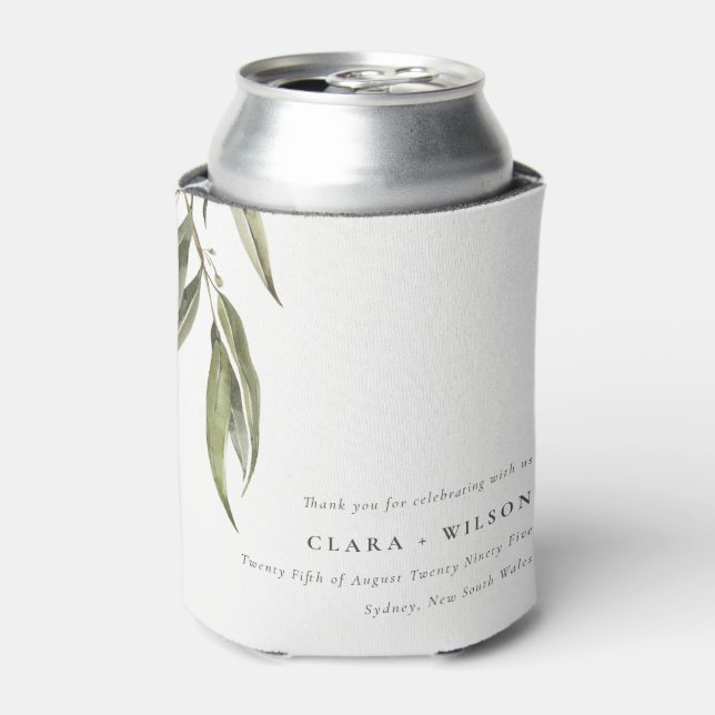Porta-lata Casamento Botânico Simples Eucalyptus Watercolor (Can Front)