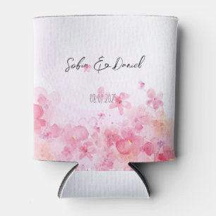 Porta-lata Casamento branco de flores silvestres cor-de-rosa