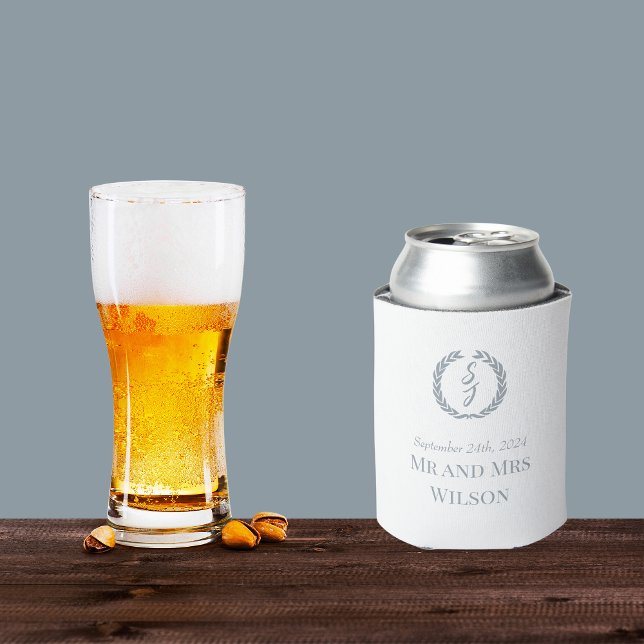 Porta-lata Casamento Branco de Monograma e Verruga Negra (Criador carregado)