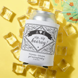 Porta-lata Casamento Branco Floral Negro Floral Russo Ocident