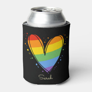 Porta-lata Casamento Cardíaco LGBTQ do Orgulho Rainbow