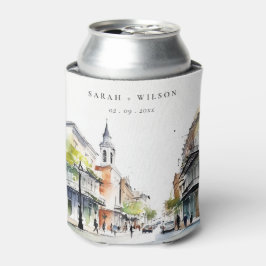 Porta-lata Casamento Chic New Orleans Louisiana Watercolor