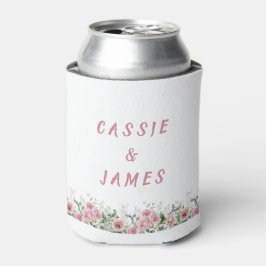 Porta-lata Casamento com Aquarela Floral Rosa Elegante