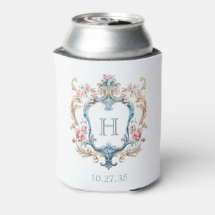 Porta-lata Casamento com Brasão Floral Monogramado Vintage