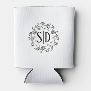 Porta-lata Casamento com contorno de margarida floral simples