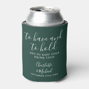 Porta-lata Casamento com Letra de Assinatura Verde Esmeralda
