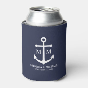 Porta-lata Casamento de Âncora Azul Marinho Náutico