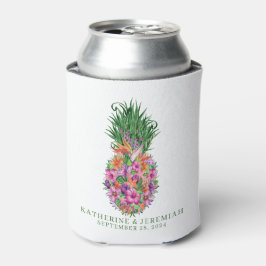 Porta-lata Casamento de Aquarela Tropical Floral de Abacaxi