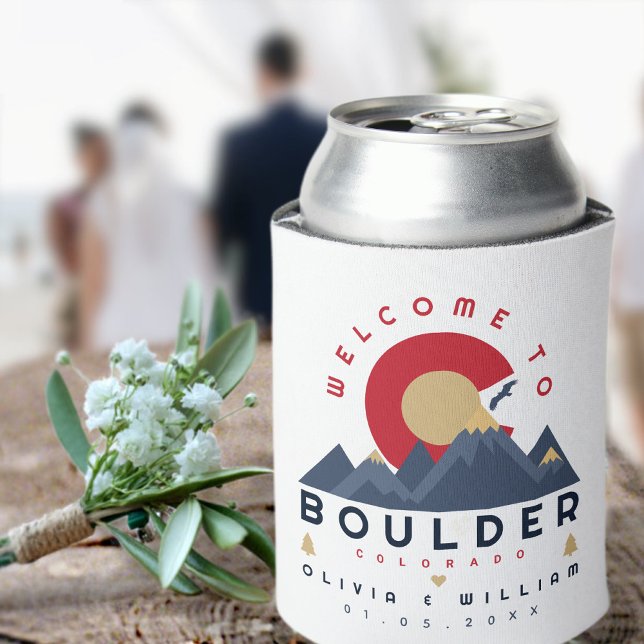 Porta-lata Casamento de Booulder Colorado Estilizado Skyline (Criador carregado)