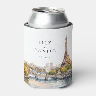 Porta-lata Casamento de Destino em Paris França em Aquarela