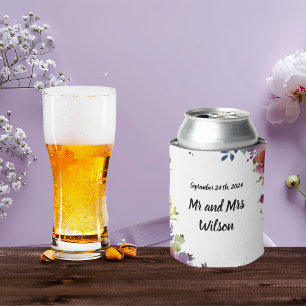 Porta-lata Casamento de Flores de Aquarela Elegante