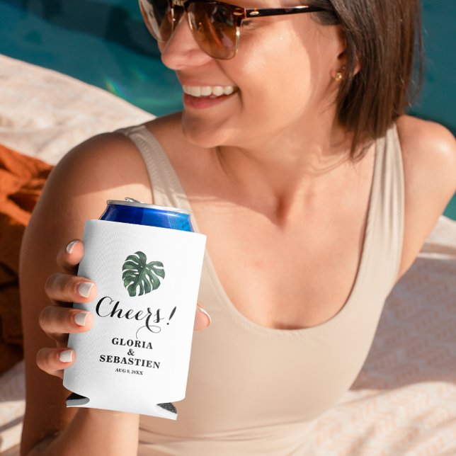 Porta-lata Casamento de Folha de Palma Tropical (Criador carregado)