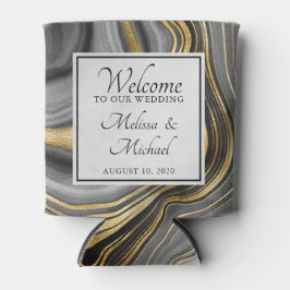 Porta-lata Casamento de Geodo Dourado e Cinza moderno
