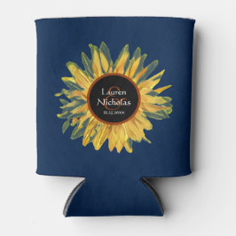 Porta-lata Casamento de Girassol Russo Azul Personalizado