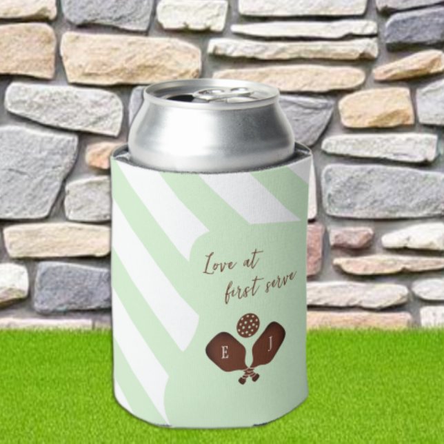 Porta-lata Casamento de Listras Preppy Pickleball (Criador carregado)