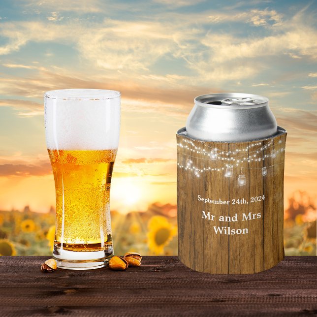 Porta-lata Casamento de Luzes de Pé Rustic Wood Mason Jar (Criador carregado)