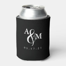 Casamento de Monograma Branco e Preto Moderno