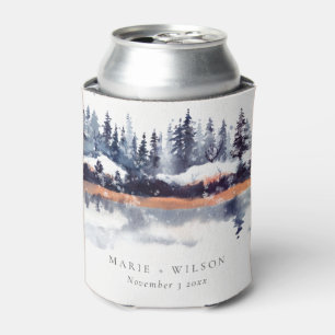 Porta-lata Casamento de neve com pinheiro de inverno Marinho 