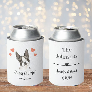 Porta-lata Casamento de Pet Personalizado em Boston Terrier p